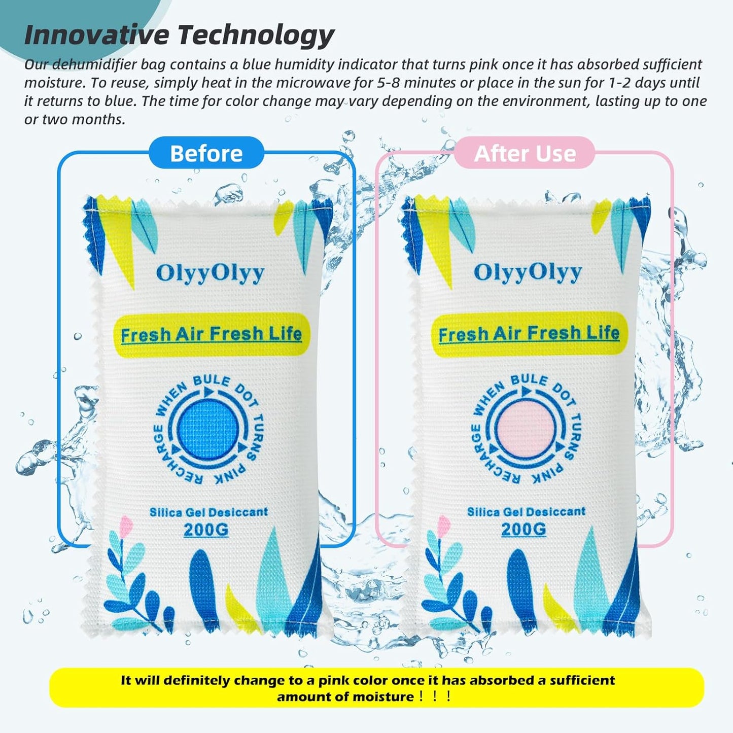 2 x 200G (14oz) Rechargeable Desiccant Packs for Storage,Moisture Absorbers,Car Dehumidifier,Gun Safe Dehumidifier,Humidity Absorber for Closet Bathroom Tool Box RV,Microwave Quickly Reactivated.