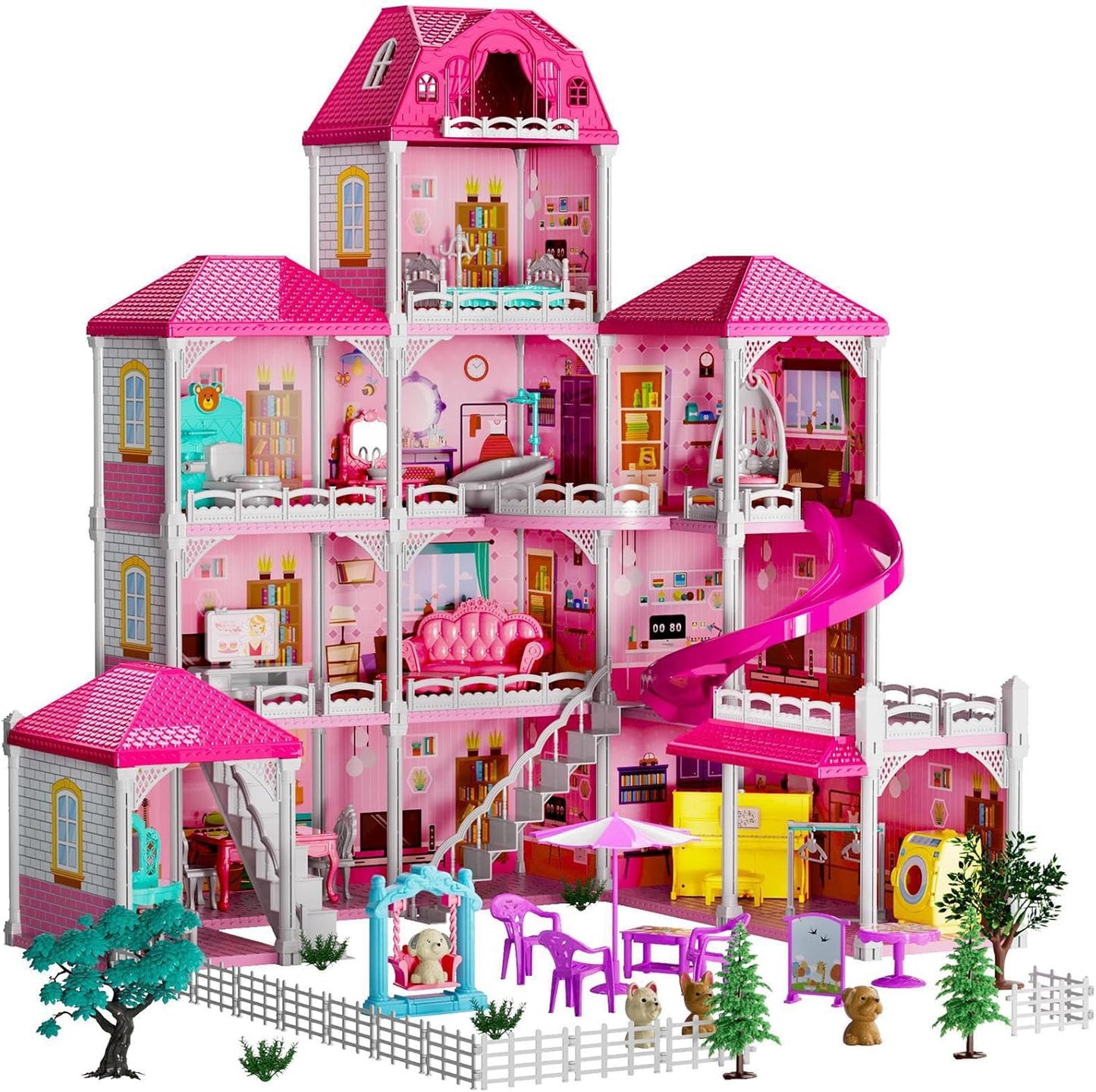 TEMI Doll House - 4-Story 12 Rooms Playhouse
