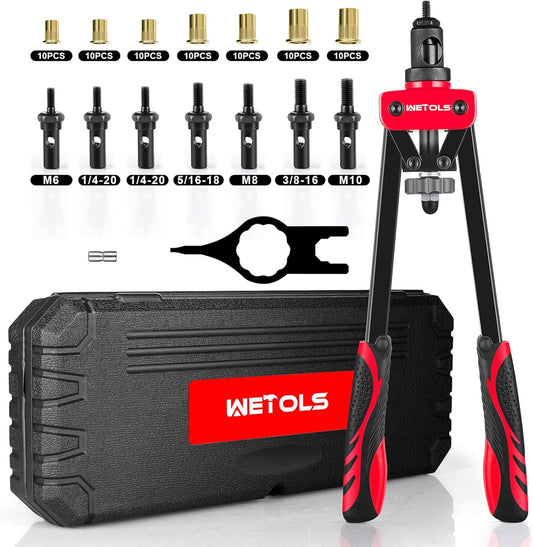 WETOLS Rivet Nut Tool, Hand Rivet, 7 Mandrels