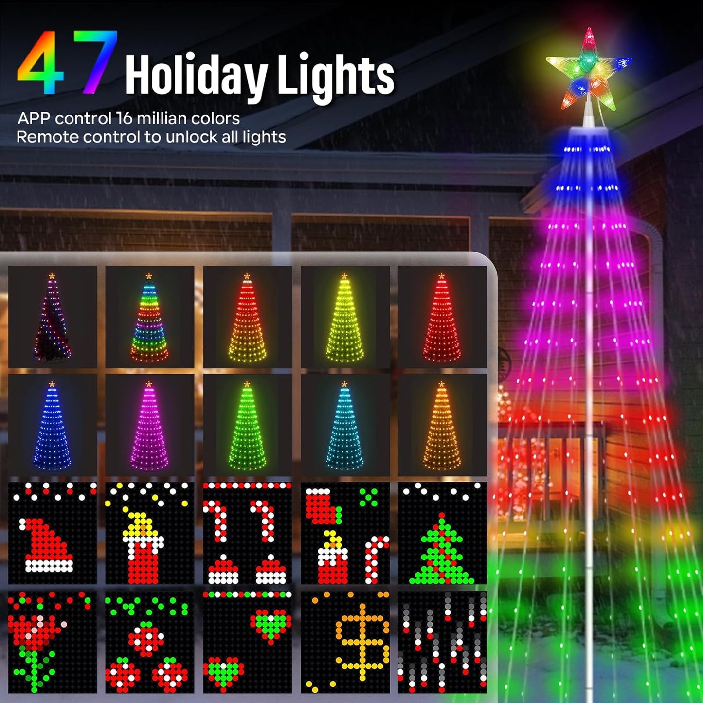 8FT Christmas Tree Lights, 355Leds, Smart App