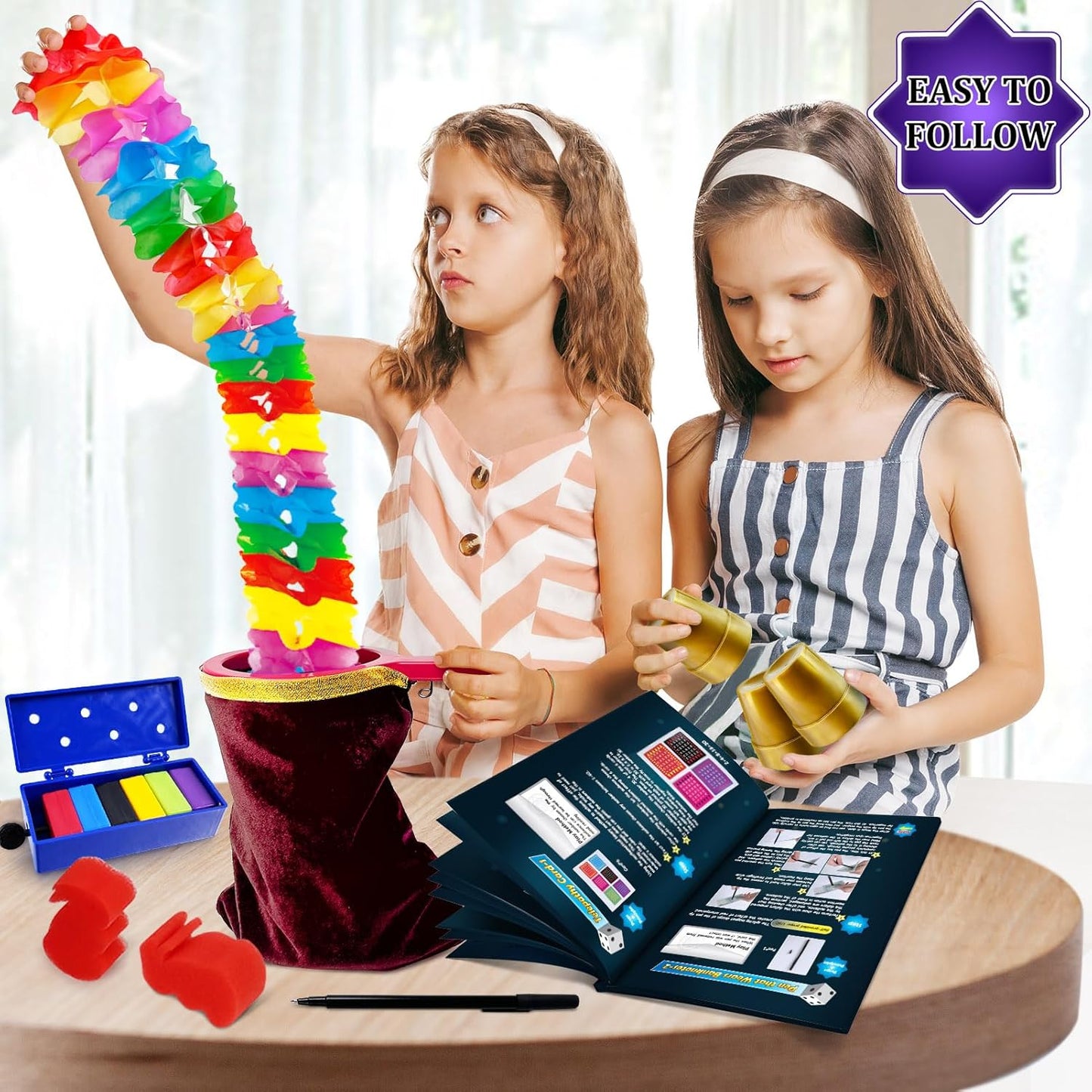 Heyzeibo Magic Kit - Upgarde Magic Set with Magic Wand, Magic Tricks Bag, Step-by-Step Instruction and More Magic Props for Kids, Beginners, Adult, Medium, Yellow, USGCH-JH005