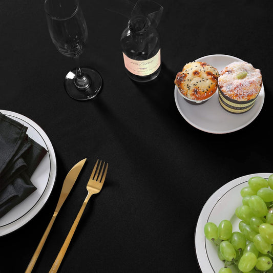6 Pack 132 Inch Black Tablecloth Polyester