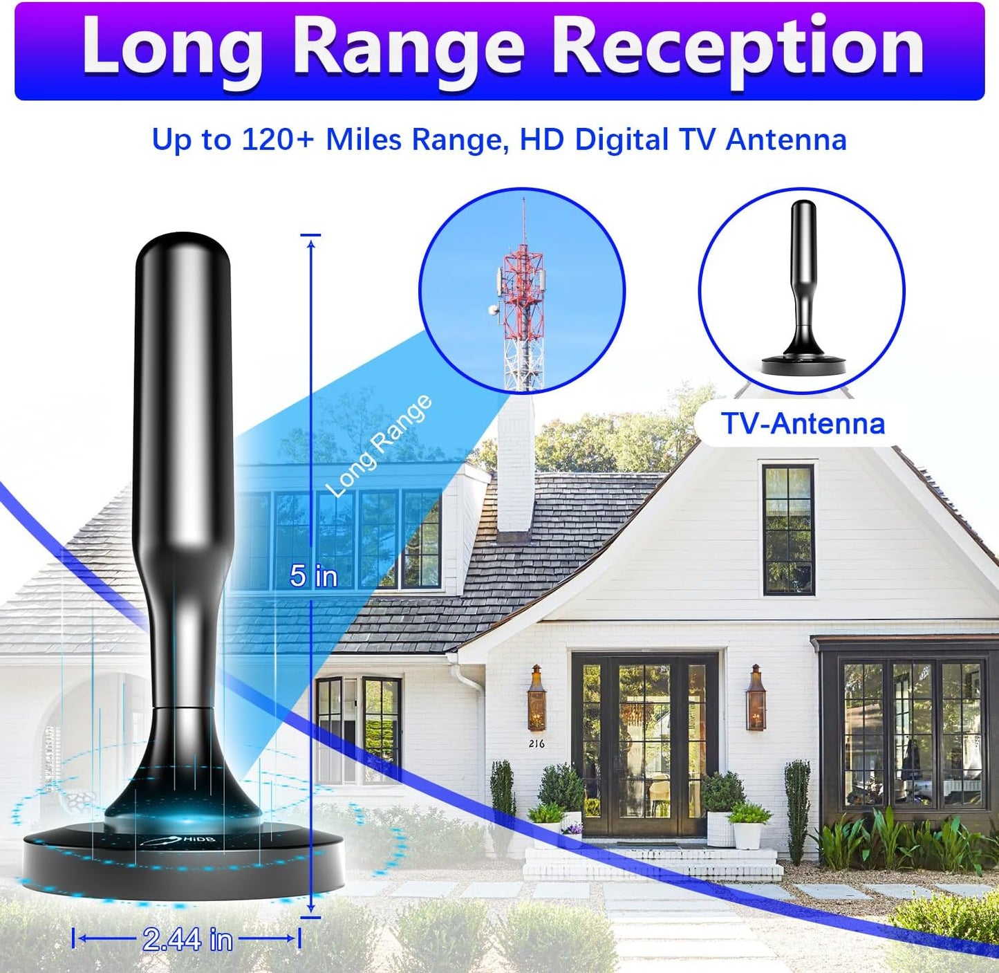 Indoor HIDB TV Antenna with Magnet Base