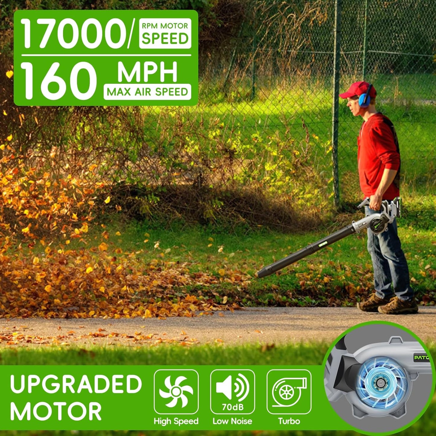 Electric Cordless Leaf Blower, 20V Battery