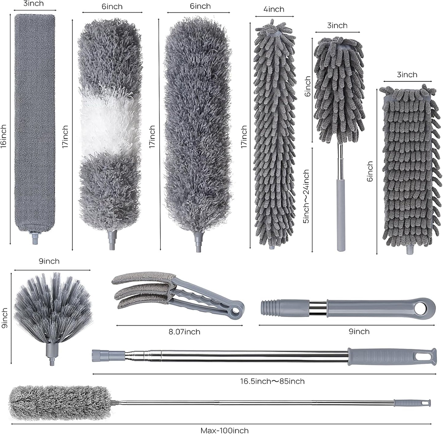 Dusters Set, 10PCS with Extension Pole 100''