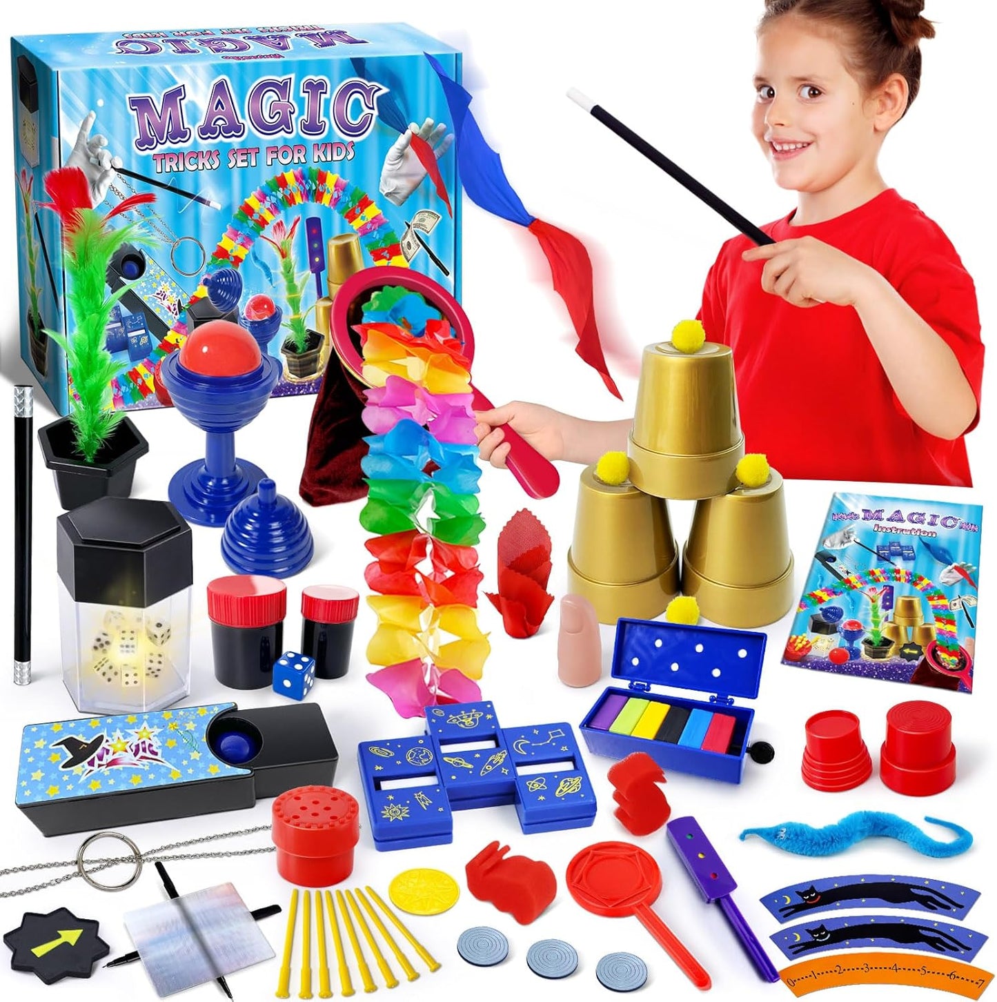 Heyzeibo Magic Kit - Upgarde Magic Set with Magic Wand, Magic Tricks Bag, Step-by-Step Instruction and More Magic Props for Kids, Beginners, Adult, Medium, Yellow, USGCH-JH005