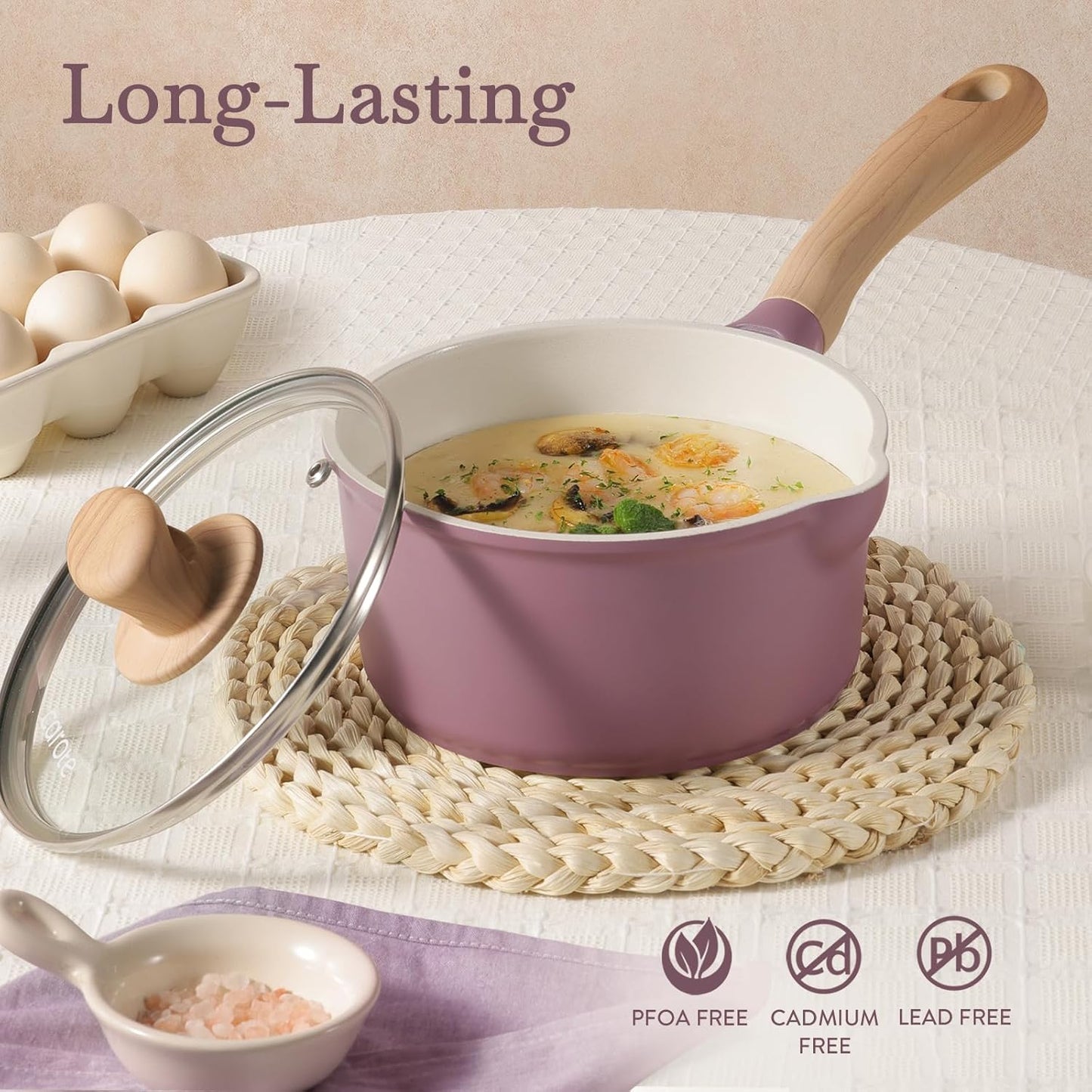 CAROTE 12 Pcs Nonstick Cookware Set, Purple