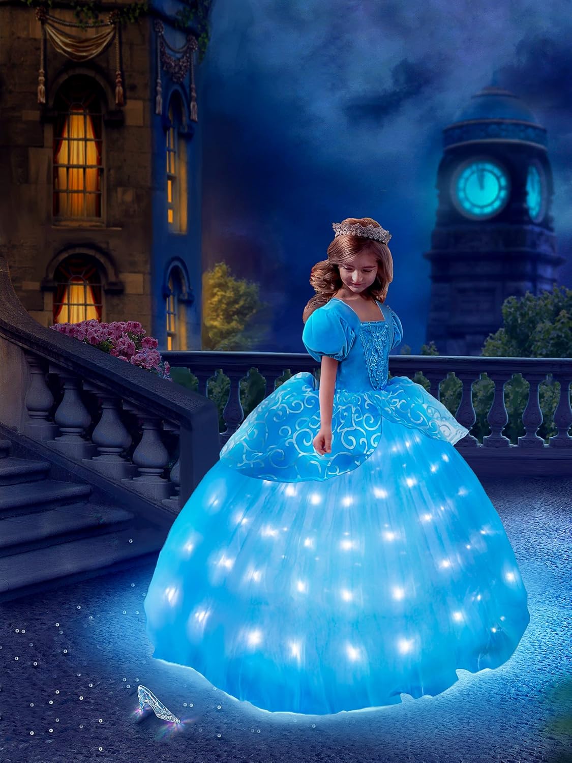 Light Up Princess Dress Kids Costume Blue