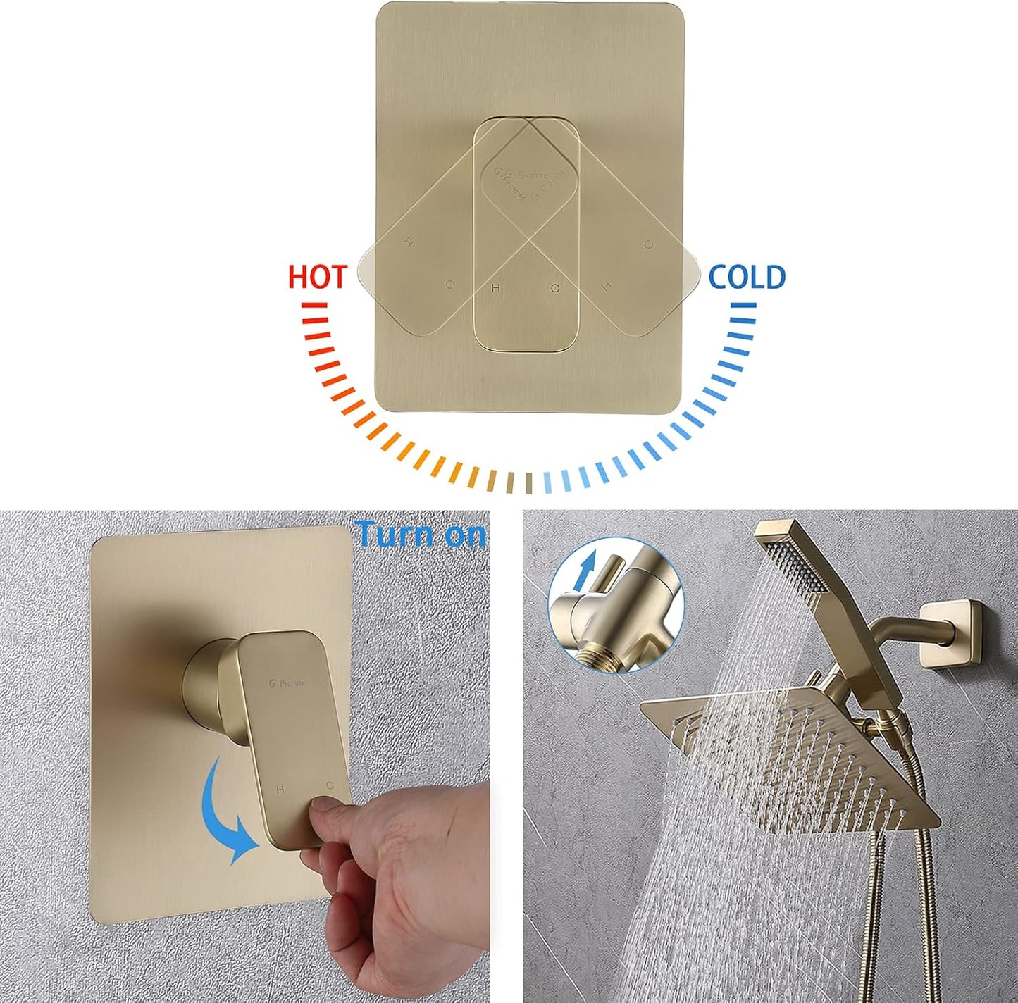 All Metal Dual Square Shower Faucet Set