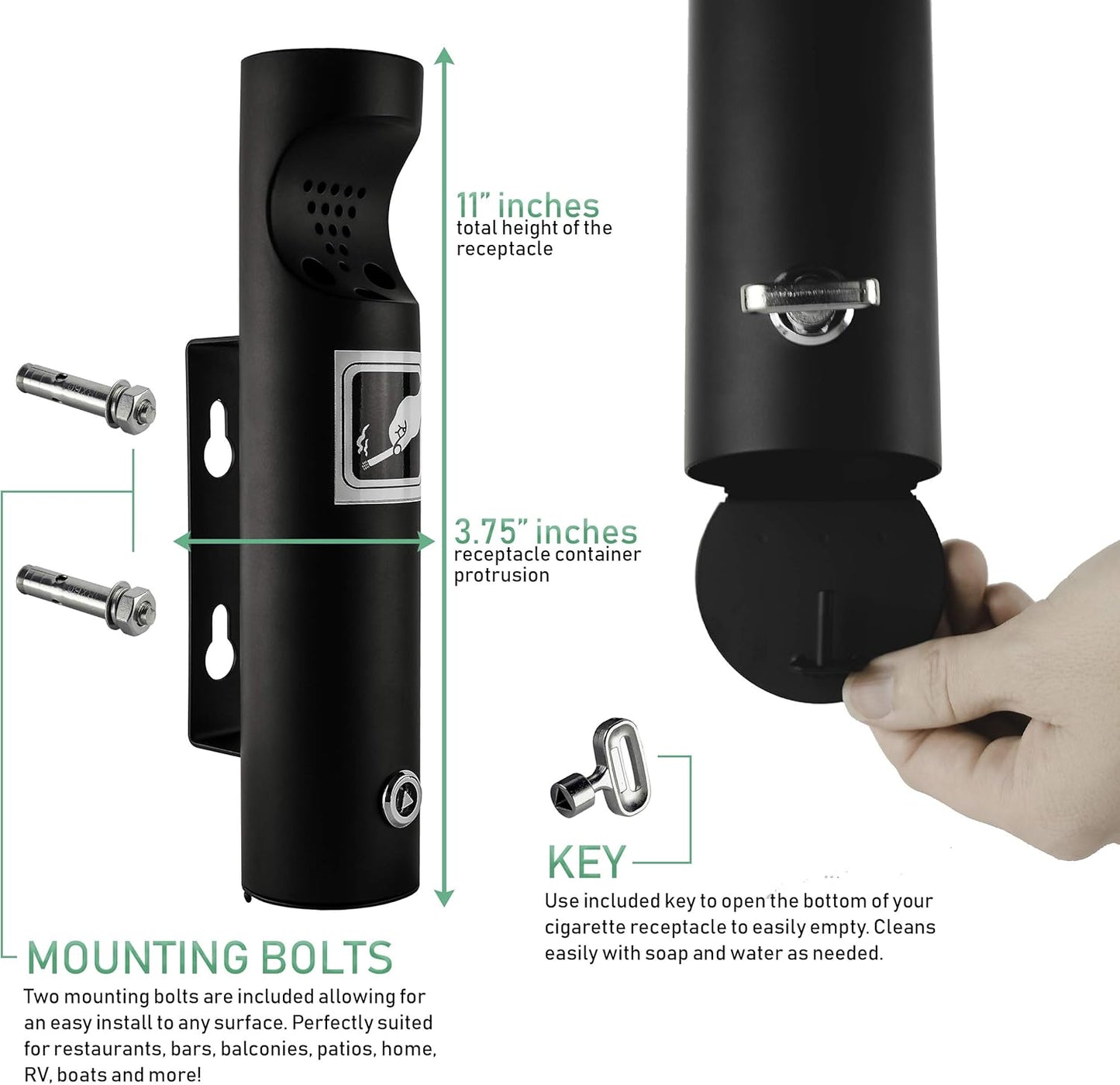 ELITRA Wall Mounted Cigarette Receptacle