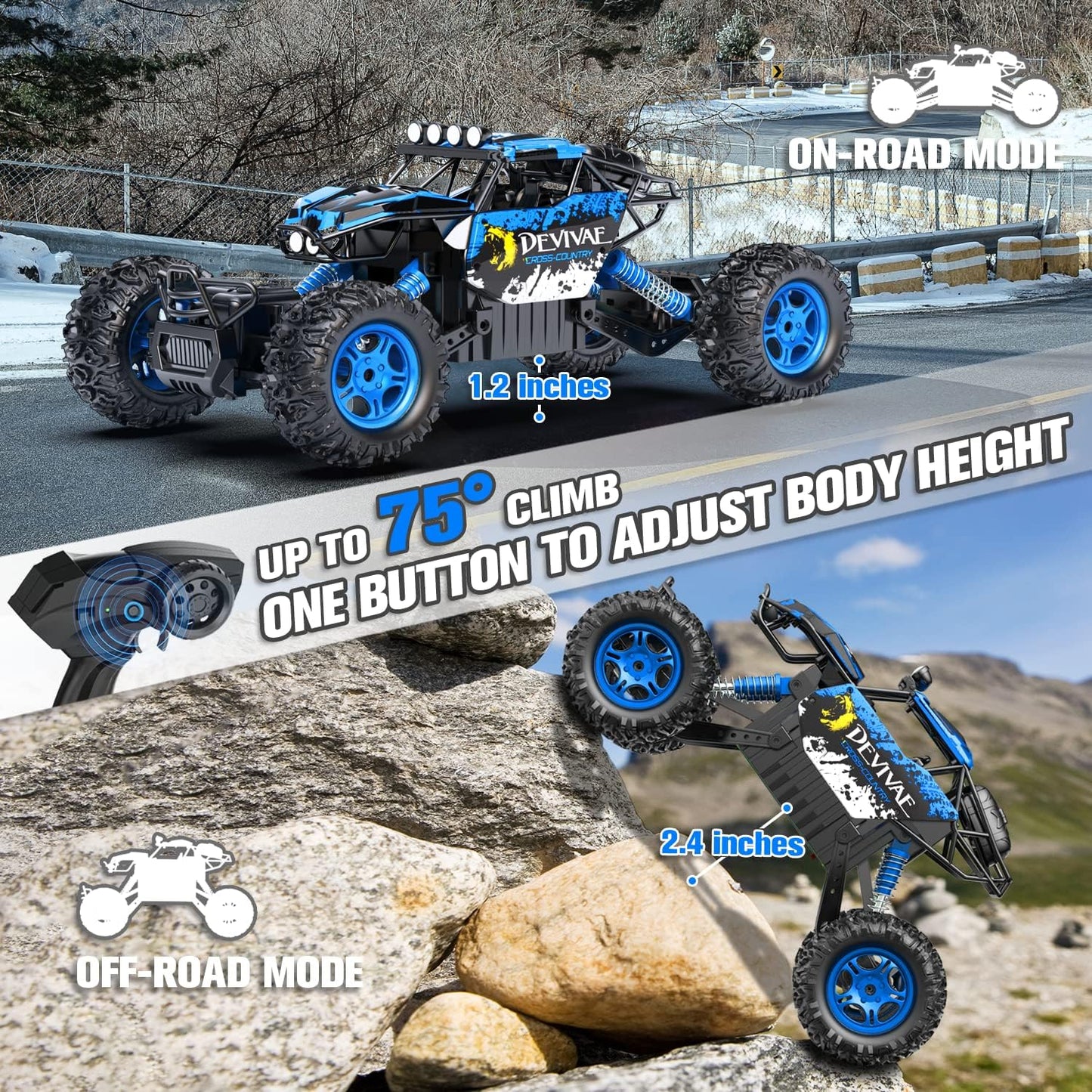 CROBOLL 1:12 Remote Control Car 4WD, Blue