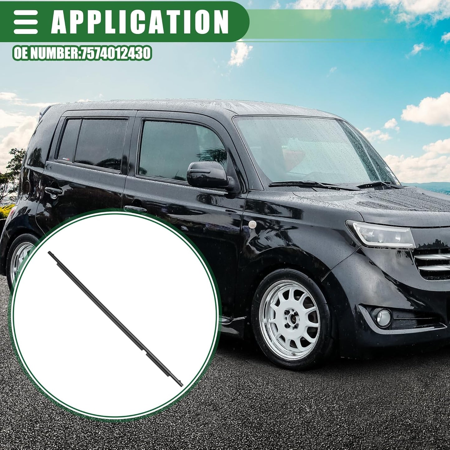 Motoforti Rear Right Door Window Belt Weatherstrip, Window Weatherstrip, for Scion XB Base 2.4L L4 - Gas 2008-2015, Rubber, Black