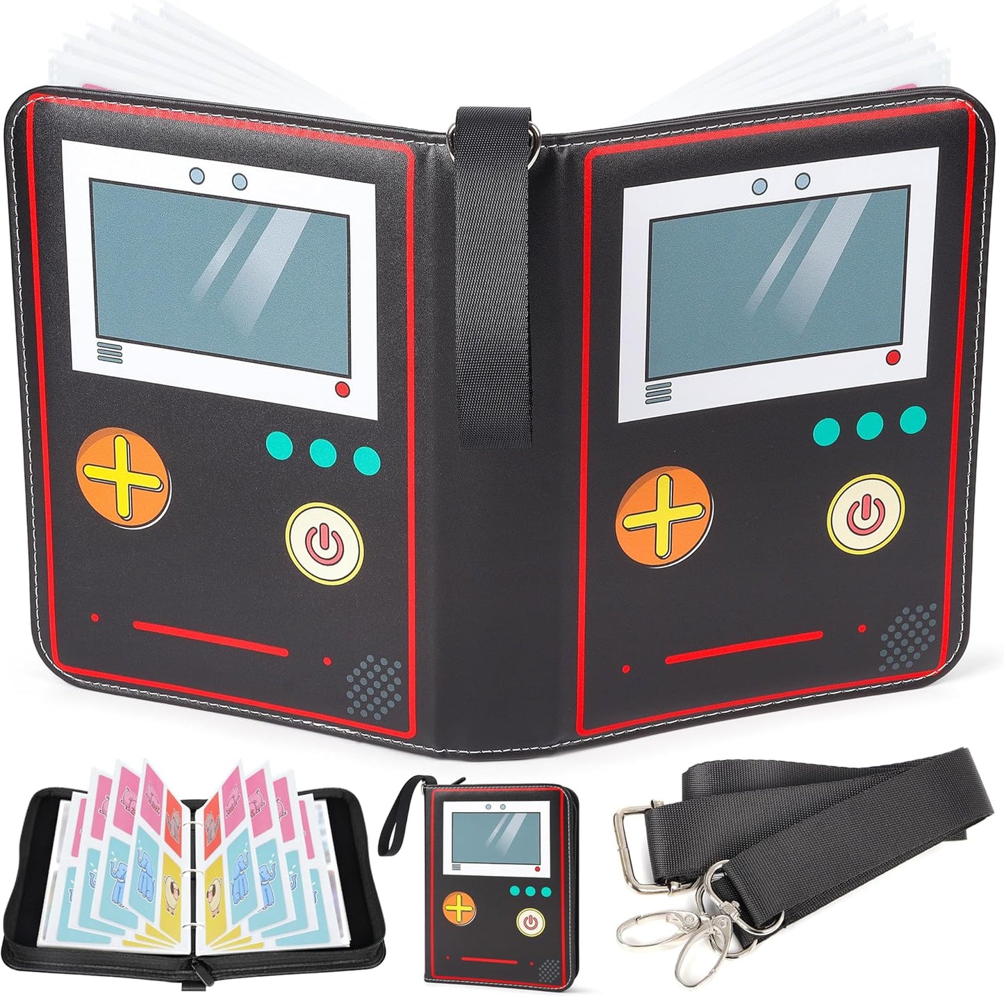 ZAIONE Trading Card Binder for Boys: Black 4 Pocket Collection Binders with 440 Pockets - Waterproof Game Cards Holder Album with Zipper for Storage & Gifts
