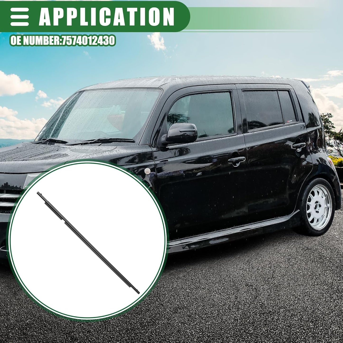 Motoforti Rear Left Door Window Belt Weatherstrip, Window Weatherstrip, for Scion XB Base 2.4L L4 - Gas 2008-2015, Rubber, Black