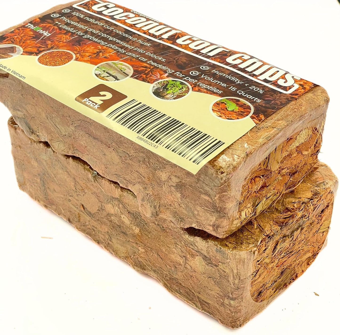 2 Pack (2.2 lbs) Coco Chips for Indoor Plants and Reptiles - Coco Coir and Coconut Fiber Substrate - Coconut Coir Chips for Gardening, Box Turtle Bedding, and Leopard Gecko Substrate