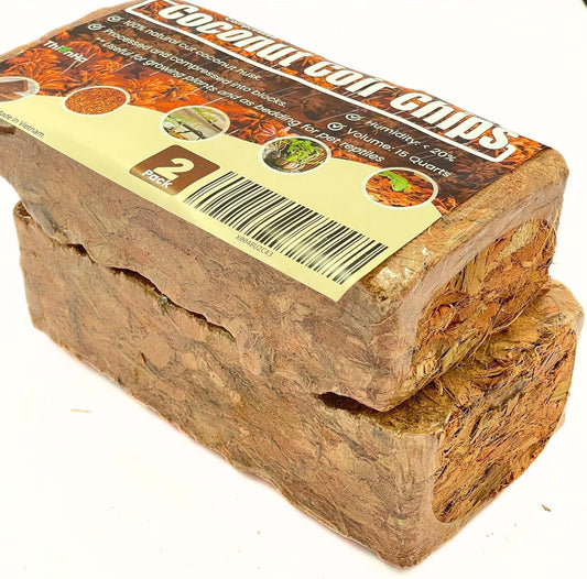 2 Pack (2.2 lbs) Coco Chips for Indoor Plants and Reptiles - Coco Coir and Coconut Fiber Substrate - Coconut Coir Chips for Gardening, Box Turtle Bedding, and Leopard Gecko Substrate