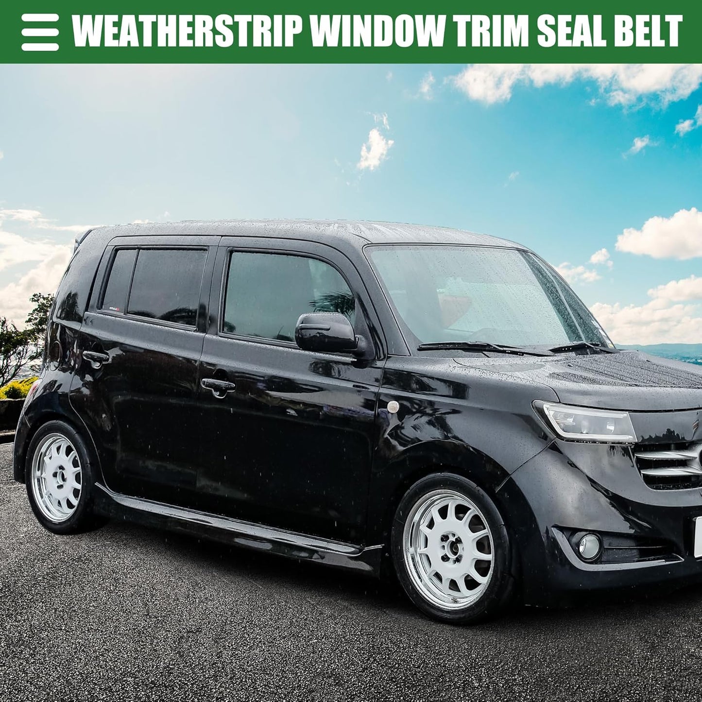 Motoforti Rear Right Door Window Belt Weatherstrip, Window Weatherstrip, for Scion XB Base 2.4L L4 - Gas 2008-2015, Rubber, Black